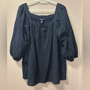 Chaps Square Neck Polka Dot Top